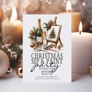 Kerst Champagne Sip en Paint Art Party Kaart