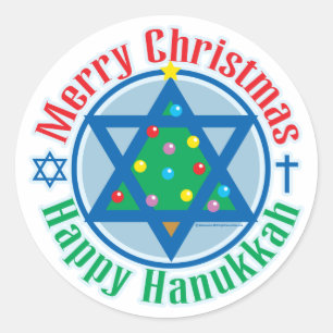 kerst-Chanoeka Ronde Sticker