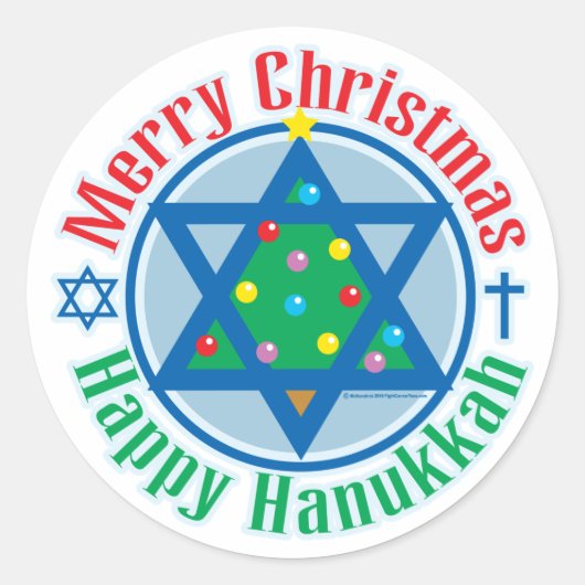 kerst-Chanoeka Ronde Sticker (Voorkant)