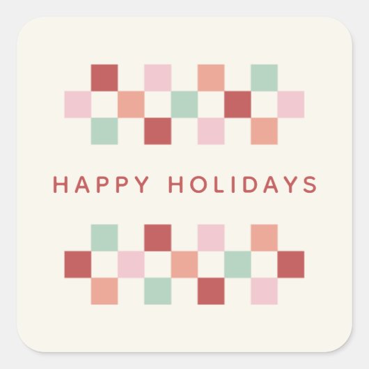 Kerst Checkerboard Enveloppe Zegellak Sticker - Be (Voorkant)