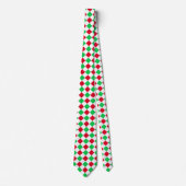 Kerst Checkerboard, Rood, Groen, Wit Stropdas (Voorkant)