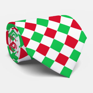 Kerst Checkerboard, Rood, Groen, Wit Stropdas