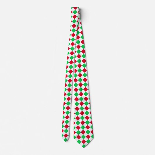Kerst Checkerboard, Rood, Groen, Wit Stropdas (Achterkant)