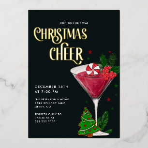 Kerst Cheer Holiday Party Echt Goud Folie Uitnodiging