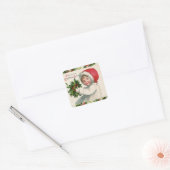 Kerst Cheer  Holly Meisje Vakantie Vierkante Sticker (Envelop)
