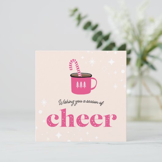 Kerst Cheer met Hot Cocoa Mok Feestdagenkaart (Staand voorkant)