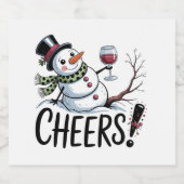 Kerst Cheers Snowman Keuken Wijn Keuken Sparkling Wijnetiket (Enkel label)