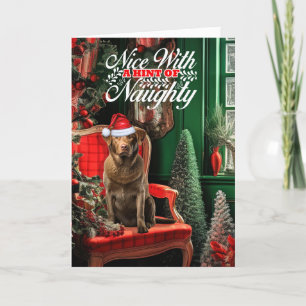 Kerst Chesapeake Bay Retriever Ondeugend of Nice Feestdagen Kaart