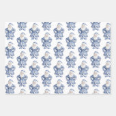 Kerst Chic Blauw Witte Sneeuwman Inpakpapier Vel (Voorkant 3)