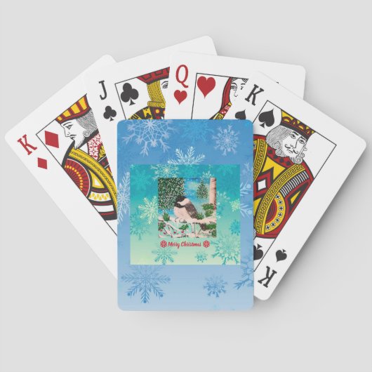 Kerst Chickadee Chatter Pokerkaarten (Achterkant)