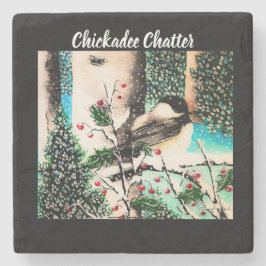 Kerst Chickadee Chatter Stone Onderzetter