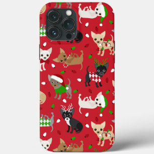 Kerst Chihuahua Alle Vachten iPhone 13 Pro Max Hoesje