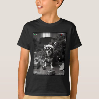 Kerst-Chihuahua betrapt op camera T-shirt