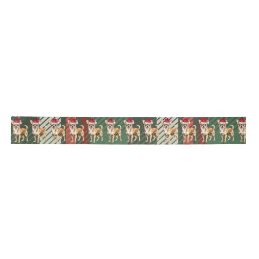 Kerst Chihuahua Hond Rood en Groen Plaid Lint (Voorkant)