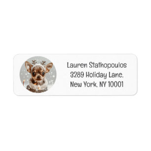 Kerst Chihuahua Rendier Hond Etiket