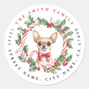 Kerst Chihuahua Ronde Stickers