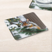 Kerst Chipmunk Papier Onderzetters (Schuin)