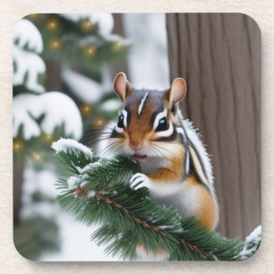 Kerst Chipmunk Plastic Onderzetters