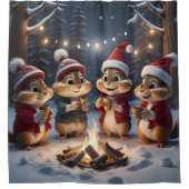 Kerst Chipmunks douchegordijn (Voorkant)