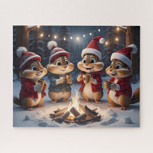 Kerst Chipmunks Puzzel Legpuzzel (Horizontaal)