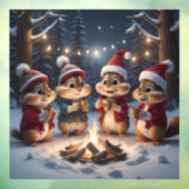 Kerst Chipmunks Venster Cling Raamsticker (Vel 3)