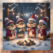 Kerst Chipmunks Venster Cling Raamsticker (Vel 2)