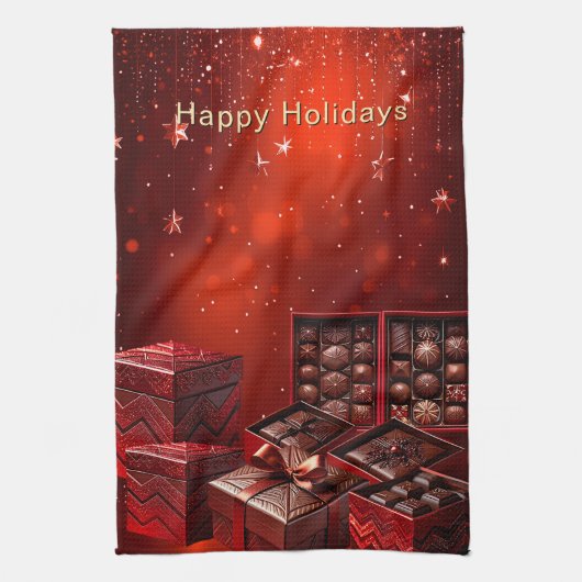 Kerst chocolade snoep keuken handdoek (Verticaal)