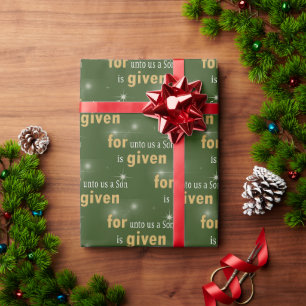 Kerst Christelijke tekst op groen Cadeaupapier