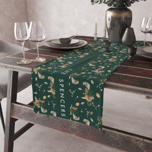 Kerst Citrus Botanische Bloemen Monogram Korte Tafelloper