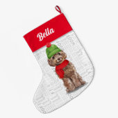 Kerst Cockapoo met Dog's naam Grote Kerstsok (Achterkant (Hangend))