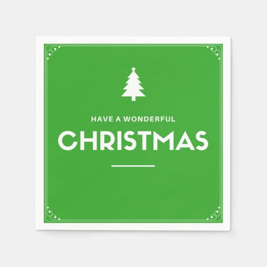 Kerst Cocktail papier servetten, groen Servetten (Voorkant)