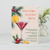 Kerst cocktail party uitnodiging Waterverf (Staand voorkant)