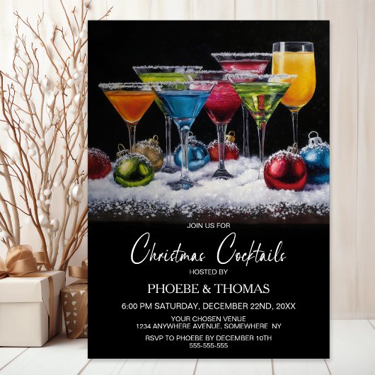 Kerst Cocktails Feest Kaart