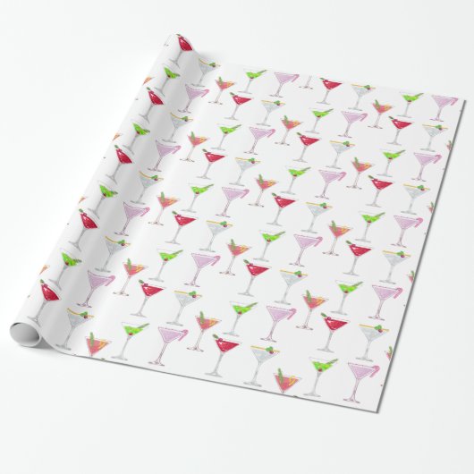 Kerst Cocktails Variant Cadeaupapier (Uitgerold)
