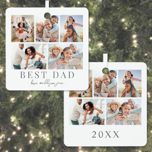 Kerst Collage met Vader Foto Metalen Ornament
