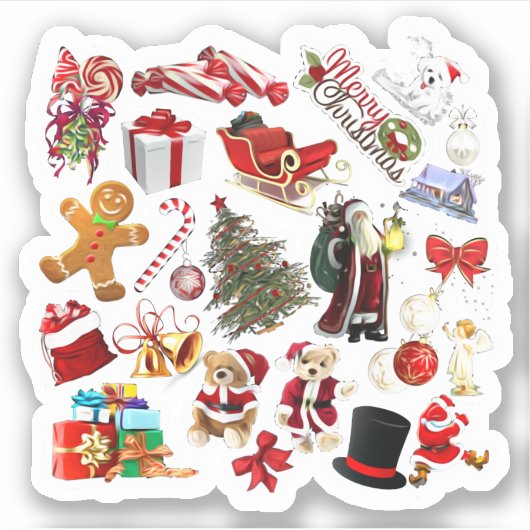 Kerst Collage Vakantie Cheer cadeau Sticker (Voorkant)