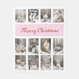 Kerst Collage Vakantietaferelen Fleece Deken