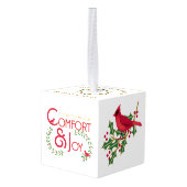 Kerst Comfort en vreugde gepersonaliseerd Kubus Ornament (Achter hoekig)