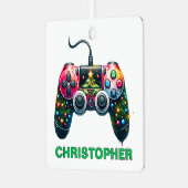Kerst Controller Gamer Aangepaste Naam Metalen Ornament (Voorkant links)