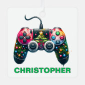 Kerst Controller Gamer Aangepaste Naam Metalen Ornament (Voorkant)