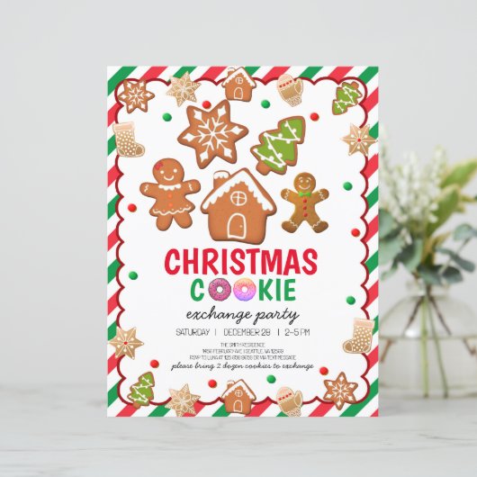 Kerst Cookie Decorating Party Uitnodigingskaart (Staand voorkant)