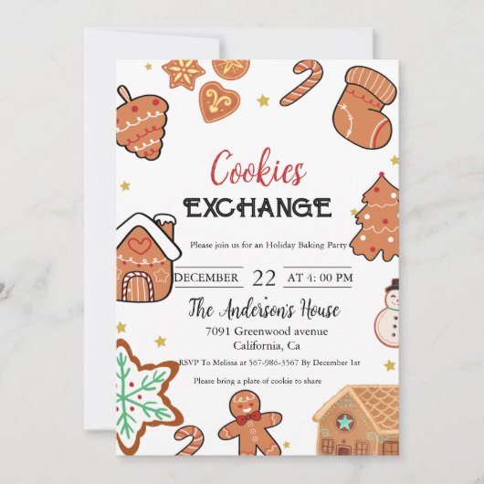 Kerst Cookie Exchange Kerstfeest Kaart (Voorkant)