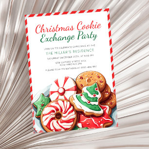 Kerst Cookie Exchange Party Feestelijk Rood Kaart