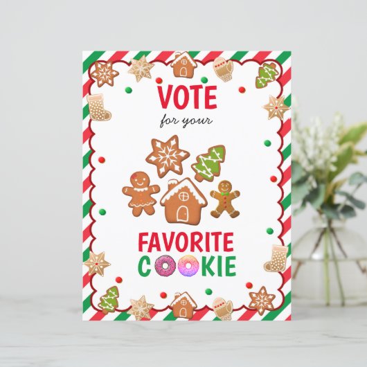 Kerst Cookie Exchange Party Game Cookie Ballot (Staand voorkant)