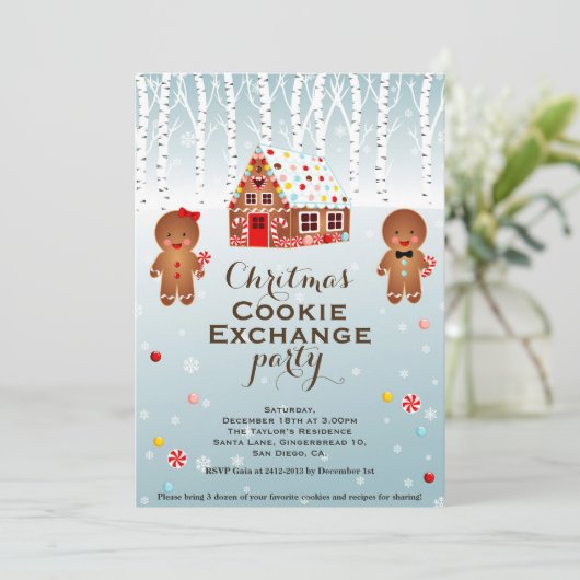 Kerst Cookie Exchange Party Uitnodiging (Staand voorkant)