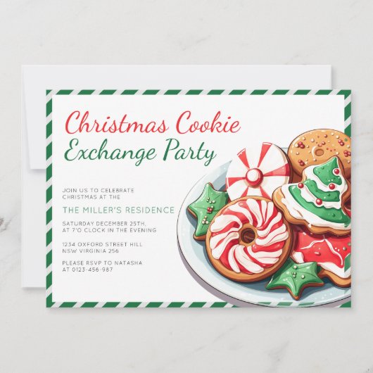 Kerst Cookie Exchange Party Whimsical Green Kaart (Voorkant)