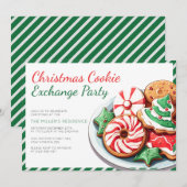 Kerst Cookie Exchange Party Whimsical Green Kaart (Voorkant / Achterkant)