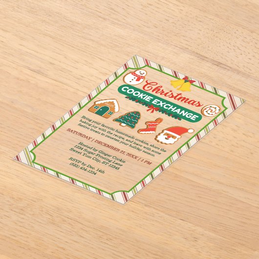 Kerst Cookie Exchange & Recept Swap Party Acryl Uitnodigingen (Laagn)