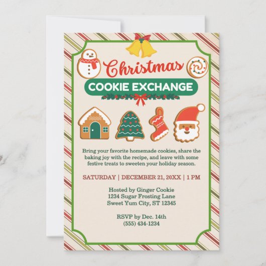 Kerst Cookie Exchange & Recept Swap Tan Party Kaart (Voorkant)
