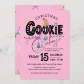 Kerst Cookie Exchange Roze Vakantie Kaart (Voorkant / Achterkant)